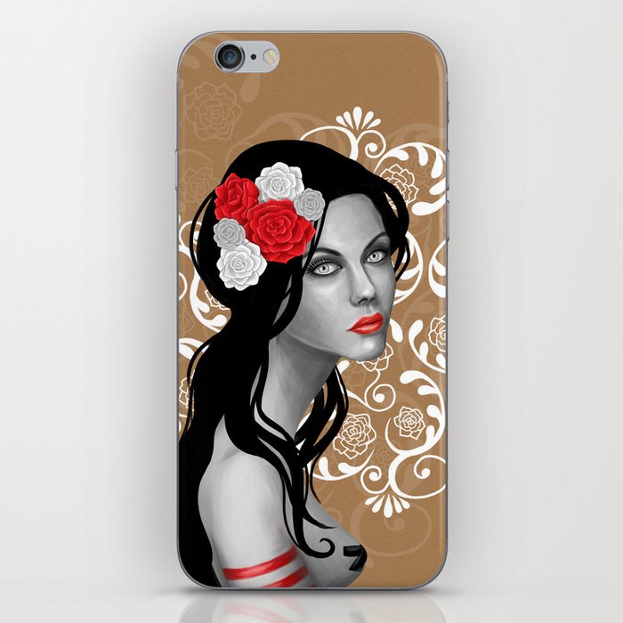 Goth Girl with Flowers in her Hair iPhone Skin