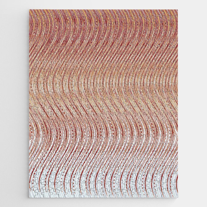 Pink And Silver Abstract Waves Jigsaw Puzzle