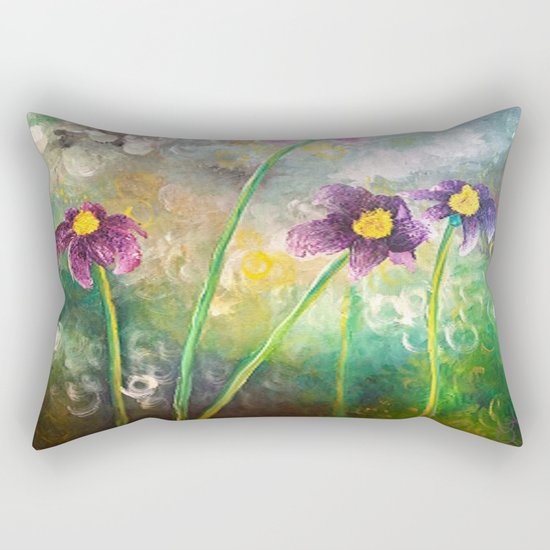 Purple Flower Rectangular Pillow