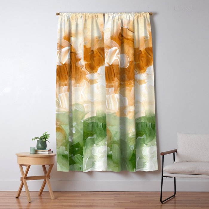 Ejaaz Haniff Abstract Acrylic Palette Knife Painting Olive Green Yellow Ochre Sunny Valley Clouds Blackout Curtain By Enshape Society6