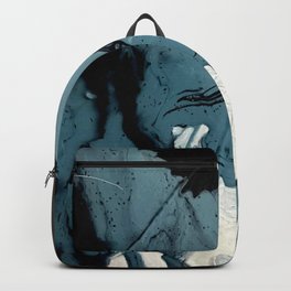 Fortune [5]: A bold, minimal, abstract mixed-media piece in blue and black Backpack | Painting, Street Art, Modern, Contemporary, Framed, Blackandblue, Case, Alyssahamiltonart, Pour, Print 