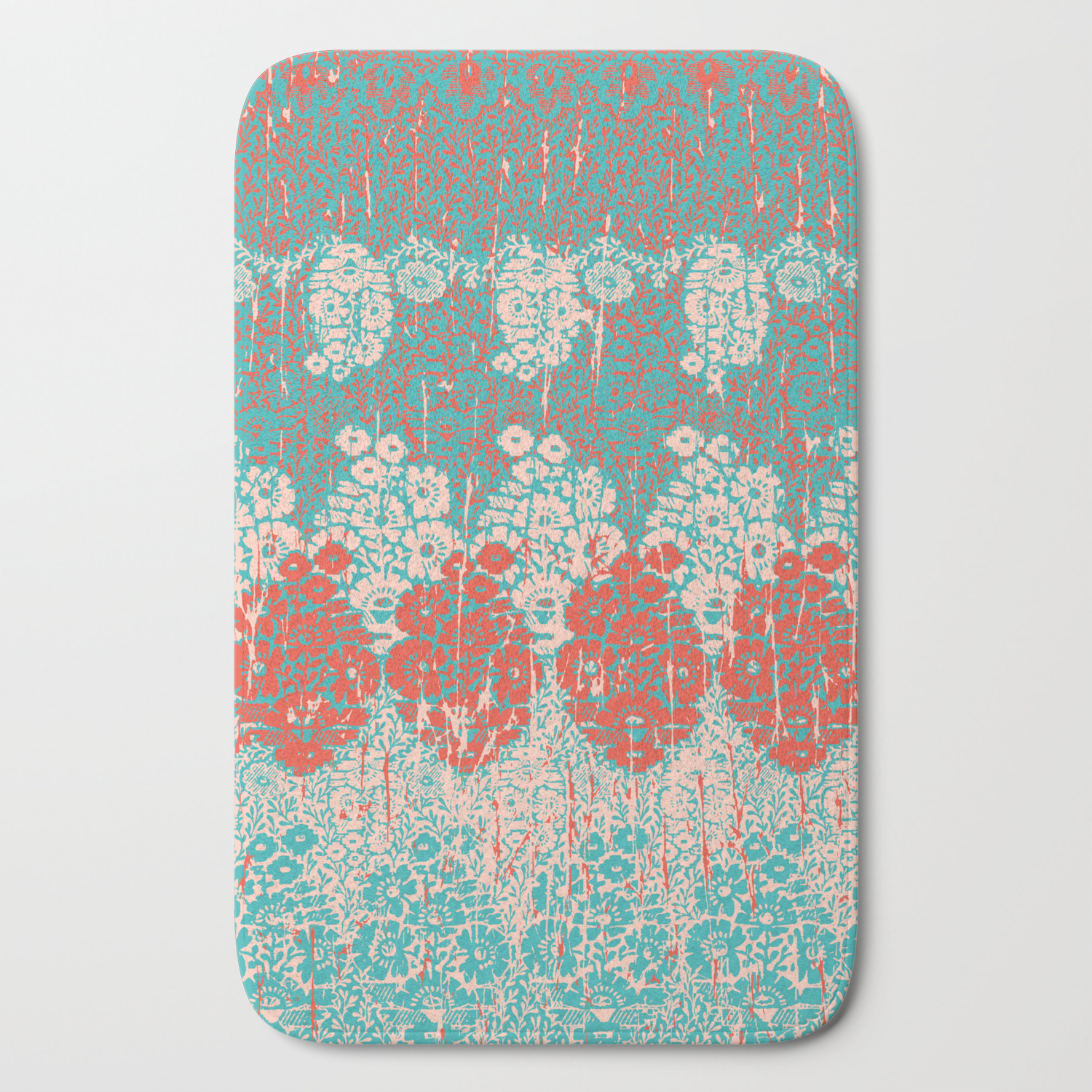 Floral Paisley In Vermillion And Teal Bath Mat By Mpzstudio Society6