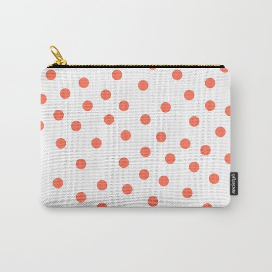 Simply Dots in Deep Coral on White Carry-All Pouch