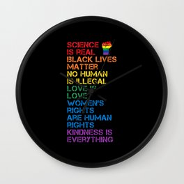 Science Is Real Black Lives Matter LGBT BLM Fist Wall Clock | Glbt, Blackpower, Science, Graphicdesign, Womenrights, Lives, Feminism, Antiracism, Pride, Equality 