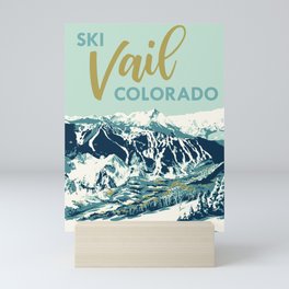 Vail Ski Light Blue Mini Art Print