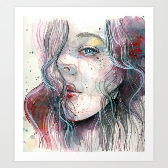 Sleepy violet, watercolor Art Print