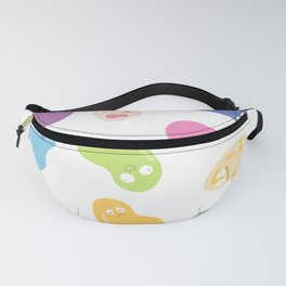 Rainbow jelly beans with cute funny faces Fanny Pack