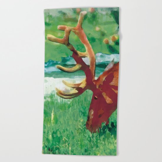 Deer on the edge of the forest Beach Towel