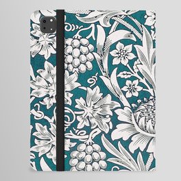 Modern Teal Blue William Morris  Floral Leaves Pattern  iPad Folio Case