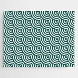 Cute seamless green circle geometric maze pattern Jigsaw Puzzle
