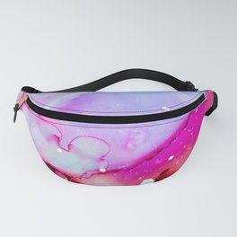 Colorful Pink Purple and Blue Alcohol Ink Sparkly Texture Fanny Pack