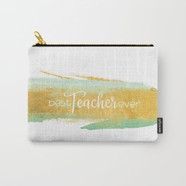 Best Teacher Ever | Gold and Mint Watercolor Carry-All Pouch
