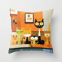 Adorable Atomic Cats Series 16 Throw Pillow