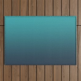 Aqua Teal Turquoise on Navy Blue Soft Gradient Blend - Aquarium SW 6767 Outdoor Rug