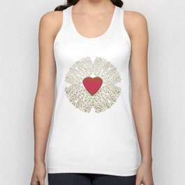 Gold frame red heart Unisex Tank Top