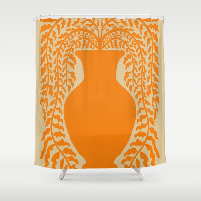 Floral fern Pottery  Shower Curtain