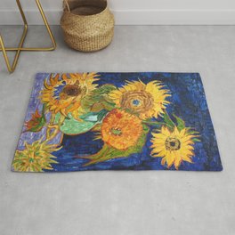 Van Gogh, Five Sunflowers 1888 Artwork Reproduction, Posters, Tshirts, Prints, Bags, Men, Women, Kid Area & Throw Rug