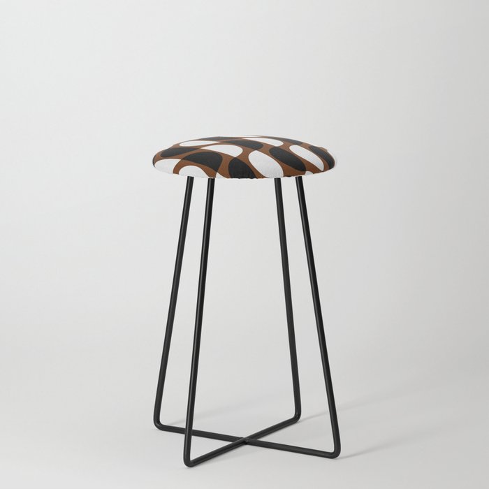 Abstraction_NEW_OCEAN_WAVE_CHOCOLATE_BLACK_WHITE_PATTERN_POP_ART_0311B Counter Stool