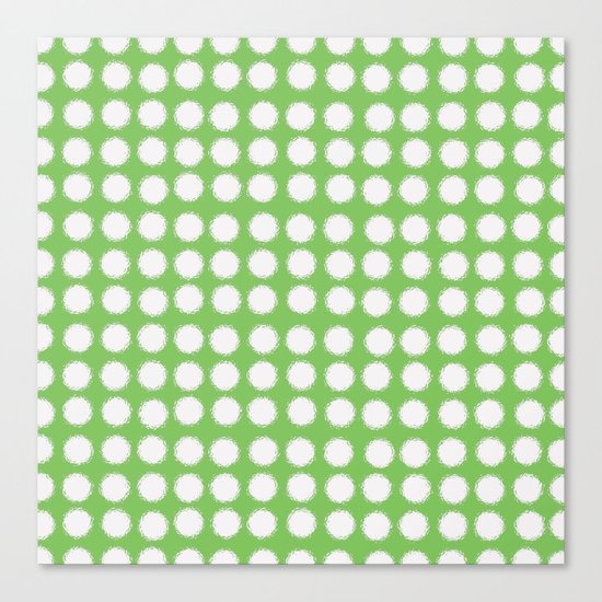milk glass polka dots in light green Canvas Print