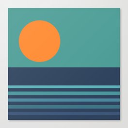 Mica - Colorful Sunset Retro Abstract Geometric Minimalistic Design Pattern Canvas Print