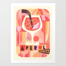 Mid Century Modern Aperol Spritz Retro Pattern Art Print