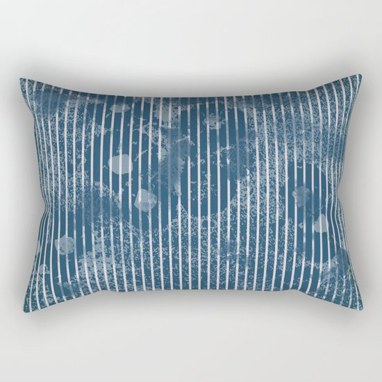 White stripes on grunge textured blue background Rectangular Pillow