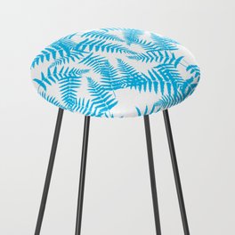 Turquoise Silhouette Fern Leaves Pattern Counter Stool