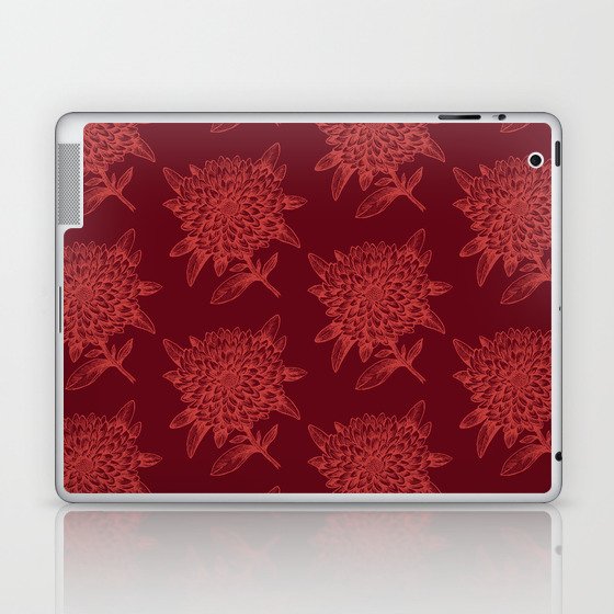 Elegant Flowers Floral Nature Red Ruby Scarlet Crimson Laptop & iPad Skin