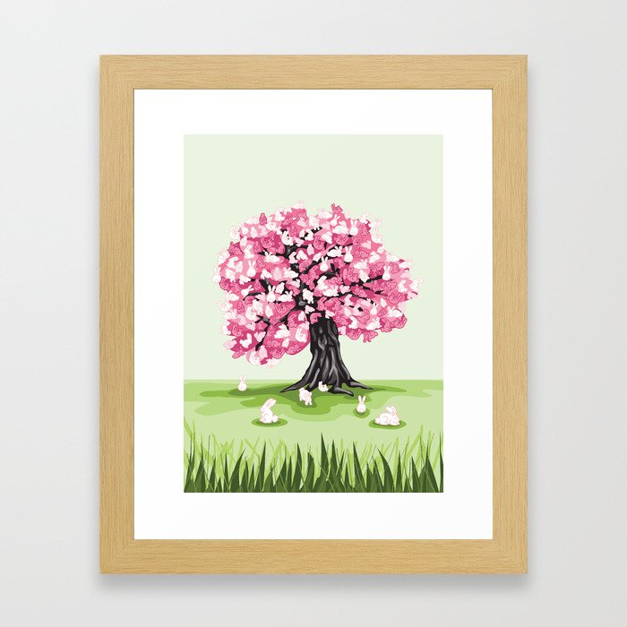 Bunny Blossom Tree Framed Art Print