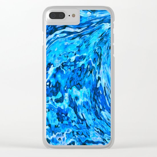 Blue wave abstract Clear iPhone Case