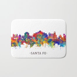 Santa Fe New Mexico Skyline Bath Mat | New, Landscape, Poster, Fe, Cityscape, Abstract, Watercolor, Modern, Santa, Downtown 