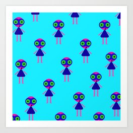 Jessie Martian (blue) Art Print | Graphic Design, Children, Pattern, Pop Art 