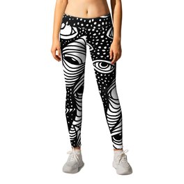 Darting Glances and Hooked Stares Leggings | Abstract, Comic, Illustration, Graphic Design 
