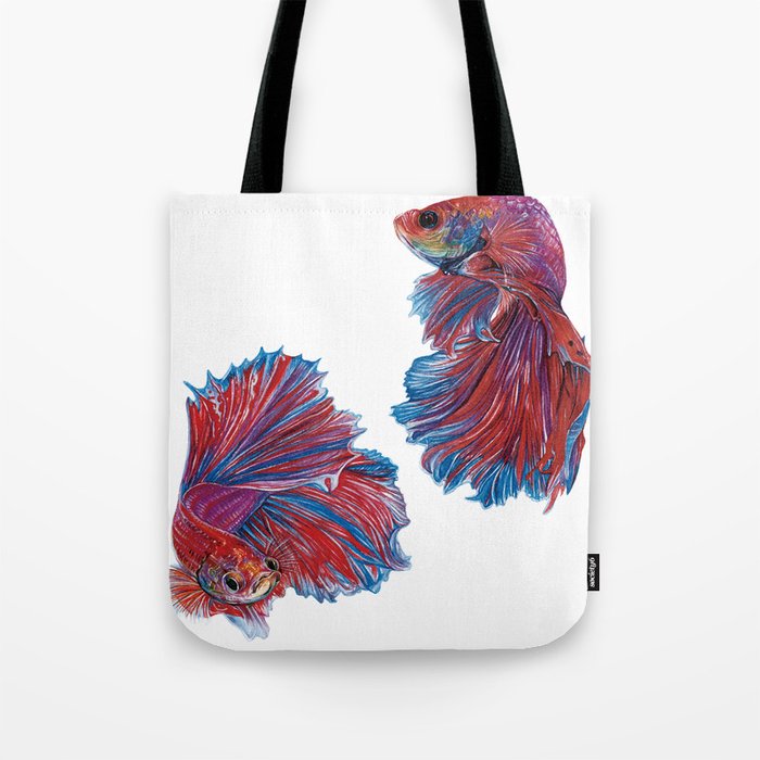 Ocean Theme- Betta Fish Watercolor Illustration-2 Tote Bag by Windys.Art