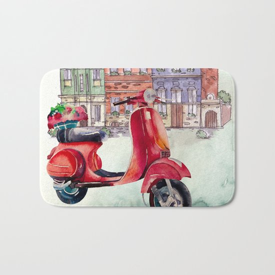 Red Vespa Bath Mat
