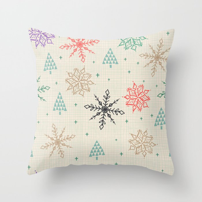 Snow Grid Throw Pillow
