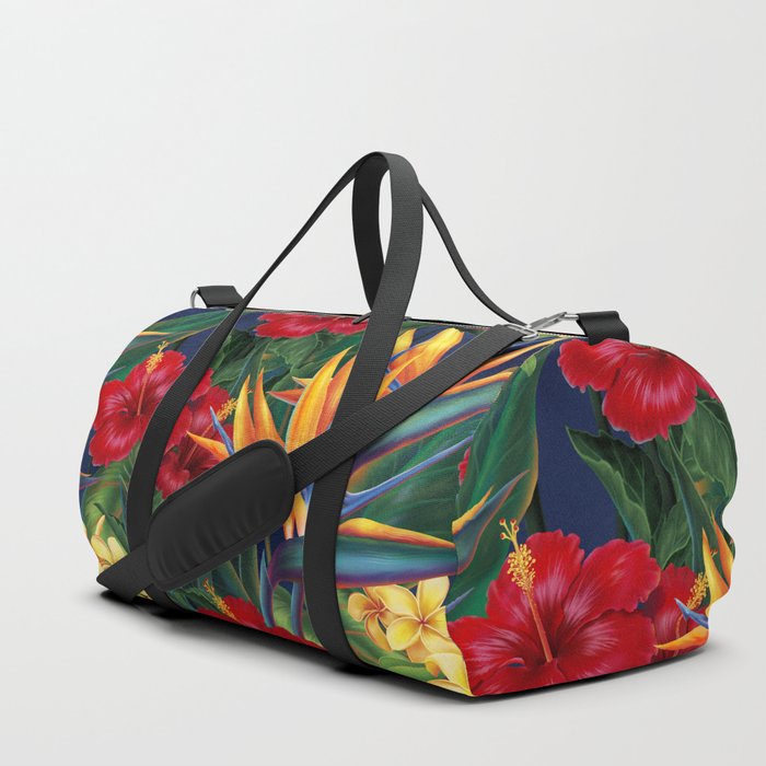 Tropical Paradise Hawaiian Floral Illustration Duffle Bag by Drive