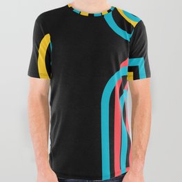 Minimal Abstract Geometric Zen Design Yellow Blue Pink  All Over Graphic Tee