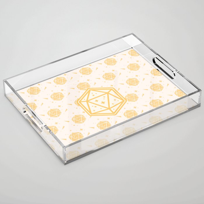 Yellow D20 DND Dungeons & Dragons Dice Acrylic Tray