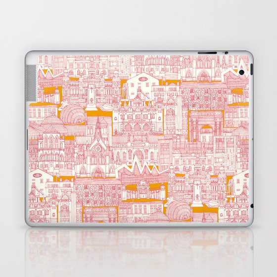 Glasgow toile watermelon marigold Laptop & iPad Skin