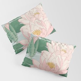 Water Lilies - Japanese Vintage Woodblock Print Pillow Sham