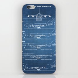 Boeing 747 Family Blueprint in High Resolution (light blue) iPhone Skin
