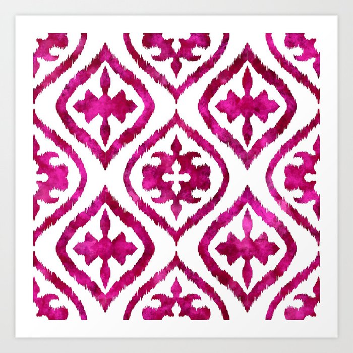 Fuchsia Ethnic Ikat Pattern Art Print