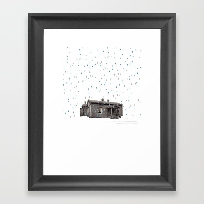 Cabin In The Rain Framed Art Print