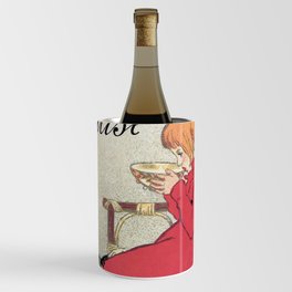 Vintage Art nouveau French milk advertising, cats, girl Wine Chiller