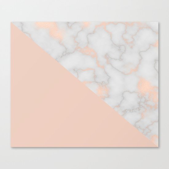 Rose gold marble and soft blush pink Canvas Print