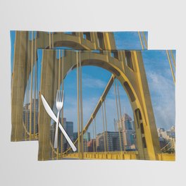 Pittsburgh Pennsylvania Steel City Bridge Skyline Photography Print Placemat