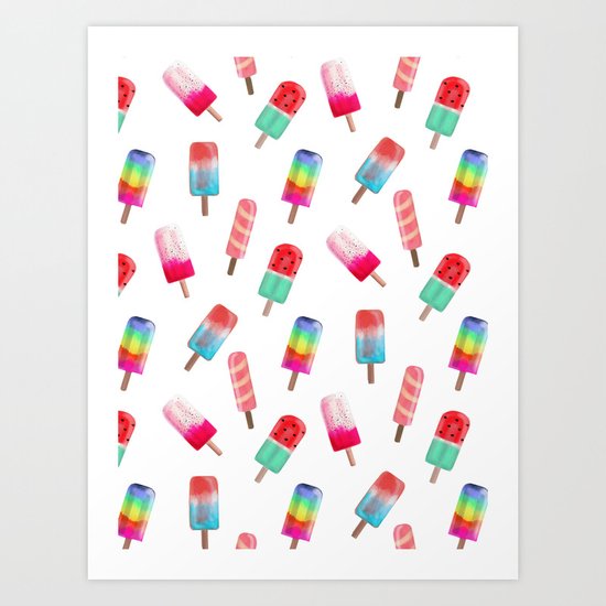Watercolored Popsicles Art Print