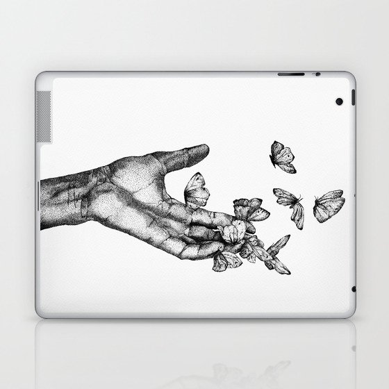 Butterfly hands - black and white Laptop & iPad Skin