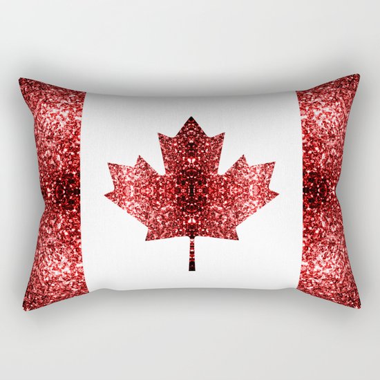 Canada flag red sparkles Rectangular Pillow